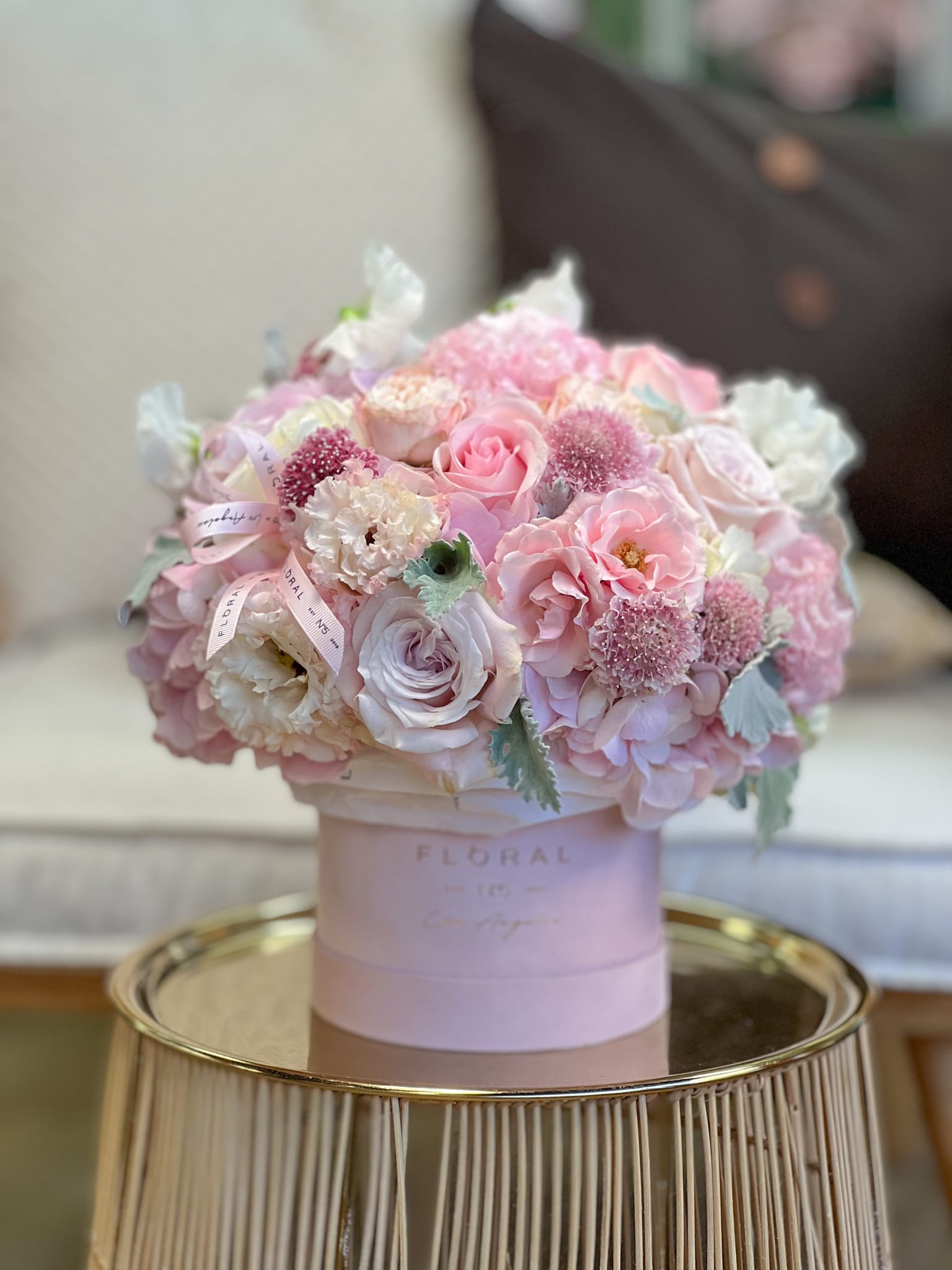 No.96 - Pink Blossom No.96 - Pink Blossom - A modern take on floral gifting, this tender mixed flower box is a curated blend of seasonal blooms and textures, thoughtfully designed in Studio City. Each box is a unique expression of beauty and emotion—perfect for making a lasting impression. Whether it’s a celebration or a simple gesture of love, our same day flower delivery ensures your heartfelt gift arrives fresh, elegant, and right on time. Delicate flower arrangement in pink shades designed in our signature box. Available in 3 size options and diverse box textures and colors.