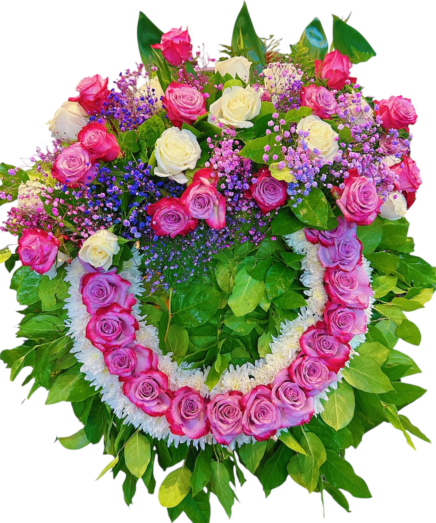 Eternal Grace Wreath Eternal Grace Wreath - Fresh Flower Sympathy Spray Flower Stand Size Small Is 25”-26” Medium 27”-28” Large 30”-31” If You Like Other Color Can Let me Know We Can Change Any Color You Like We Can Help You Make Banner For Free Free Delivery Bay Area Ca Any questions can text me or make schedule Delivery 707-914-8106