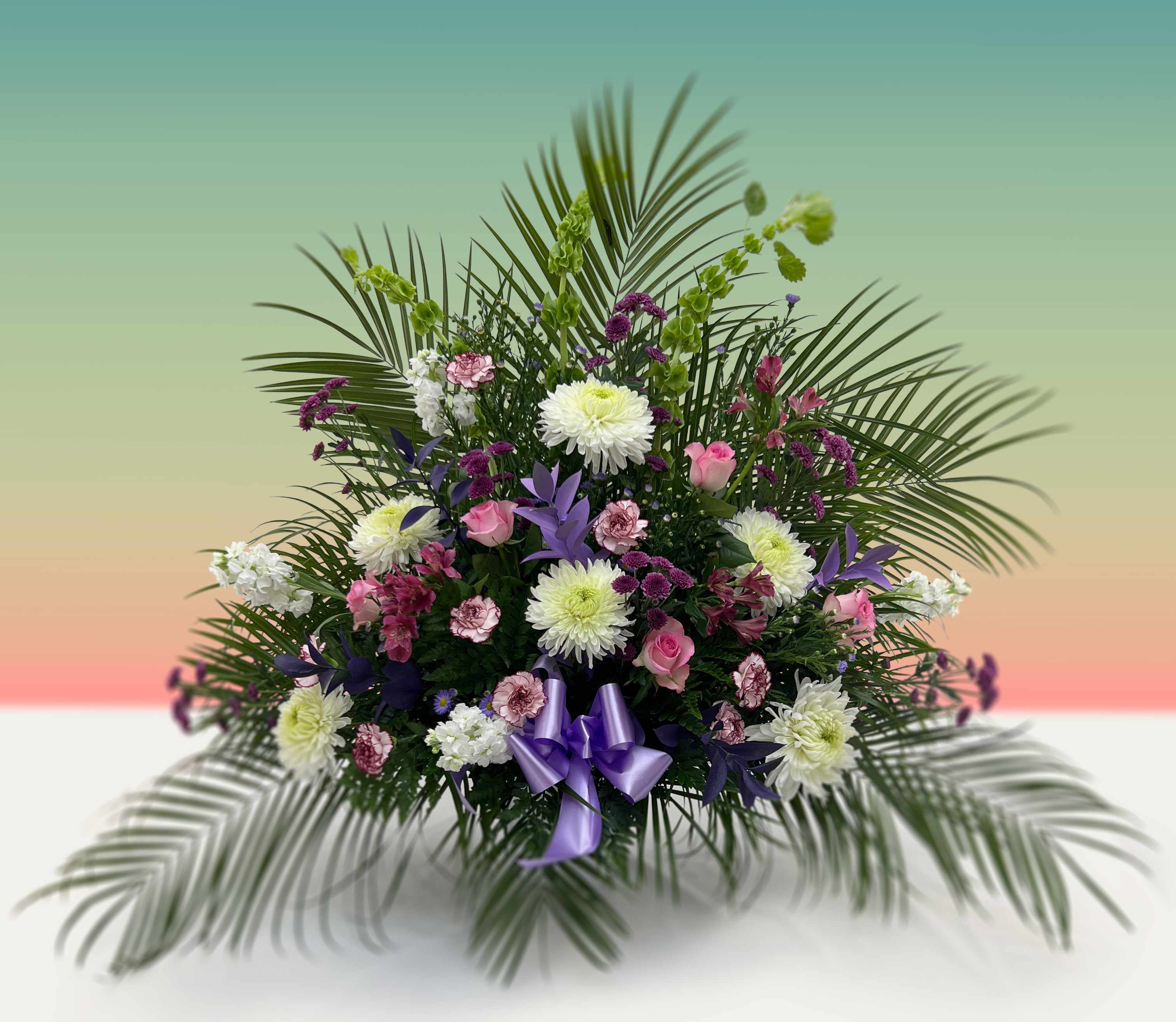 Lovely Lady - Assorted purple, pink, and white alstroemeria, carnations, and delphiniums. 