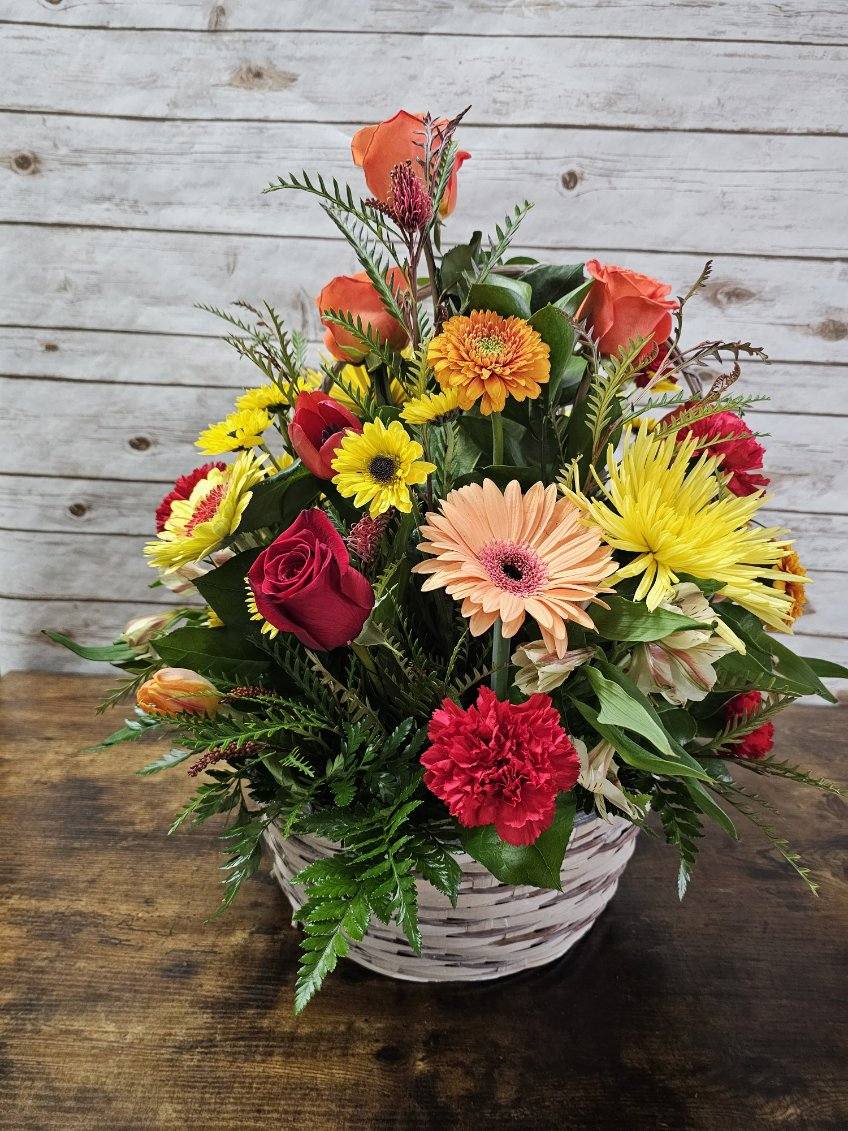 Earthy and Comforting Earthy and Comforting - Basket of flowers for comforting your loved one. Enjoy the earth tones and just relax.