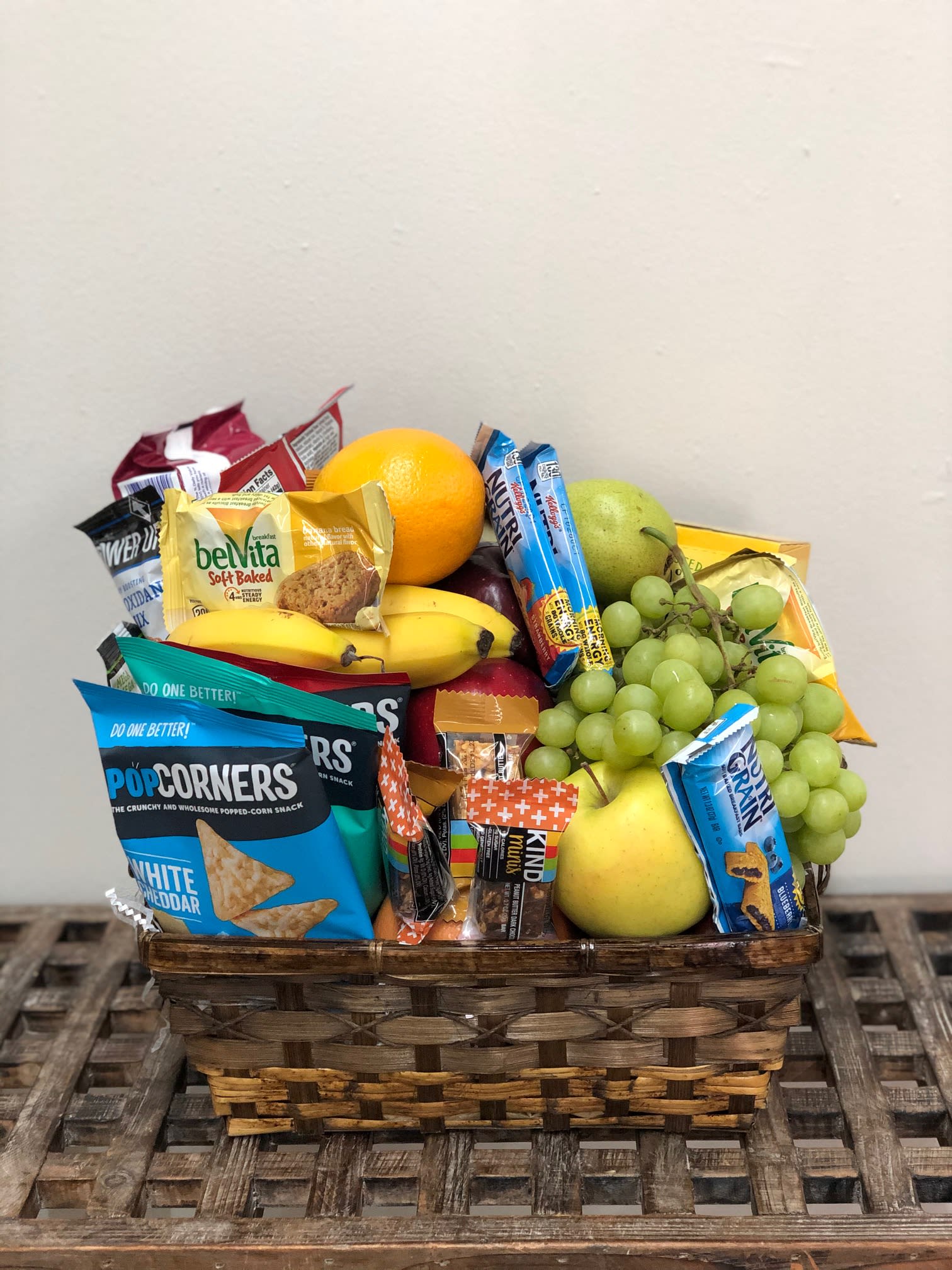 Fruit & Snack Basket Fruit & Snack Basket - Assortment of fruits and snacks in a basket. 24 HOUR NOTICE