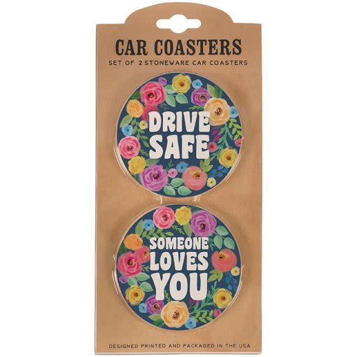 Car Coasters Drive Safe Car Coasters Drive Safe - Set of 2 stoneware coasters