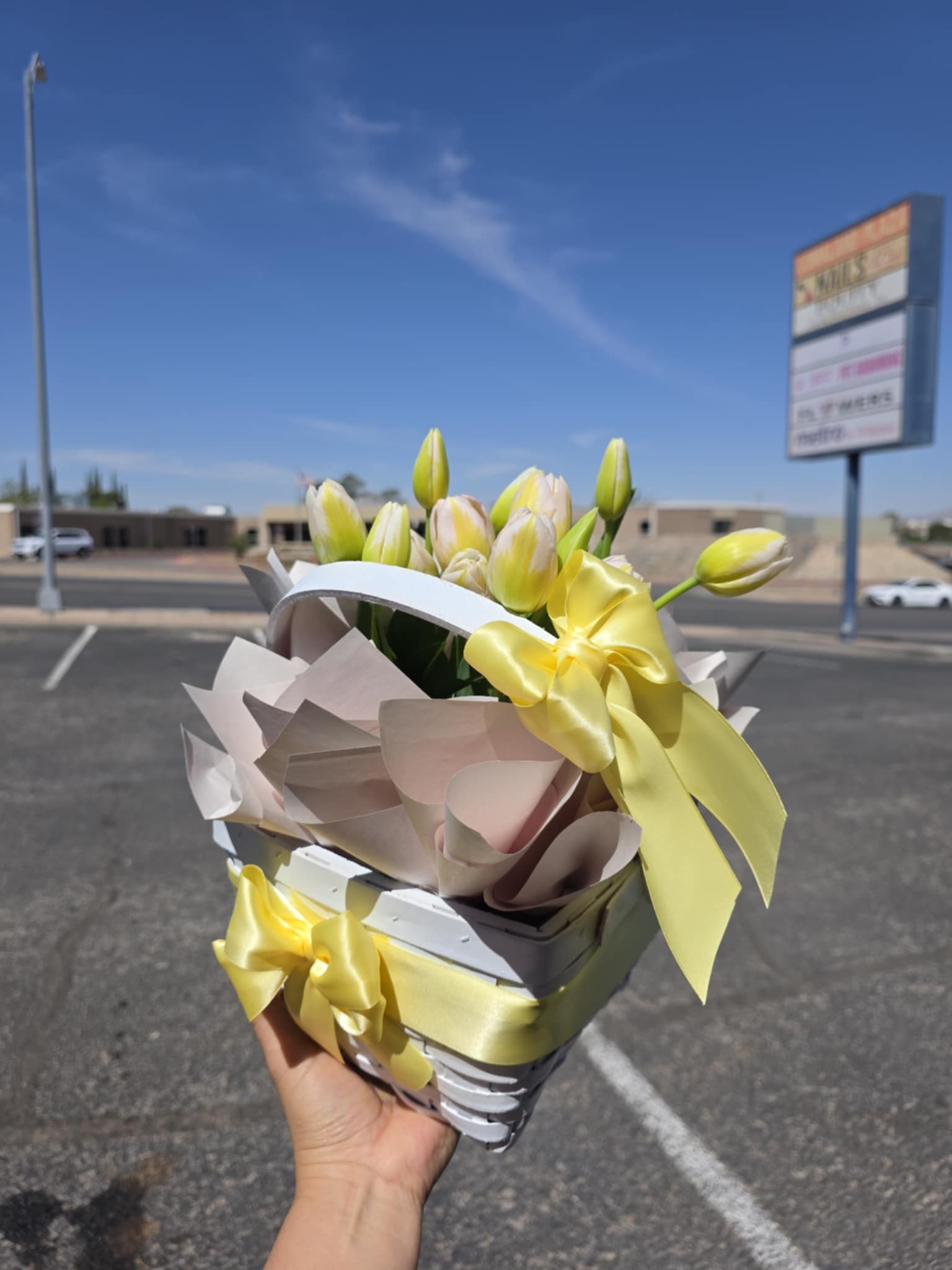 Tulip Basket Tulip Basket - A charming basket filled with fresh tulips, each bloom radiating warmth and hope. This arrangement brings a gentle touch of happiness and renewal—perfect for lifting spirits and celebrating new beginnings.