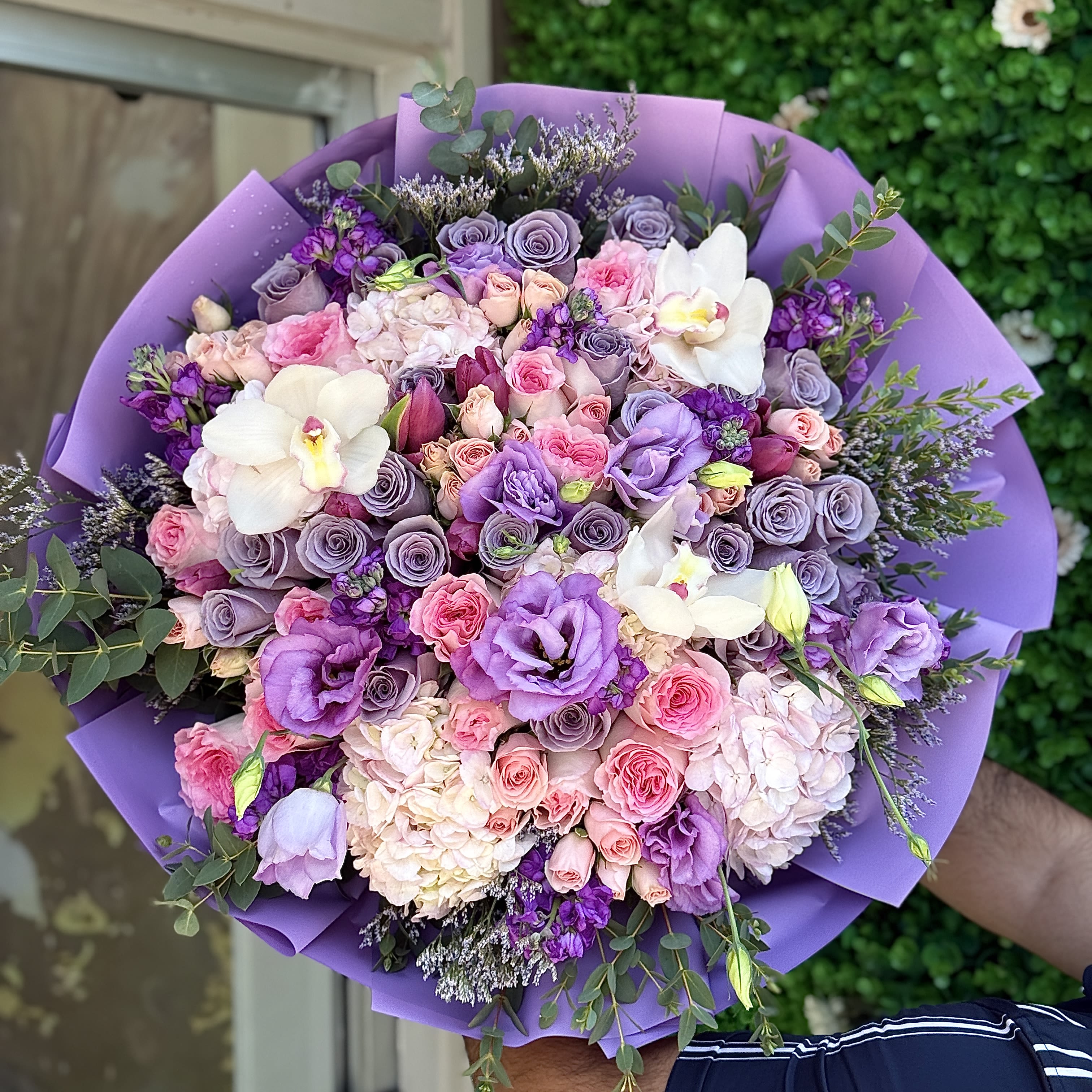 Purple dream Purple dream - Brighten any space with our Elegant Flower Bouquet! Bursting with vibrant blooms, this stunning arrangement features seasonal favorites paired with lush greenery for a breathtaking display. Perfect for any occasion, it makes an ideal gift or a special treat for yourself. Elevate your decor with this captivating bouquet that brings joy and sophistication to your home or office. Order yours today and let the beauty of flowers inspire you!