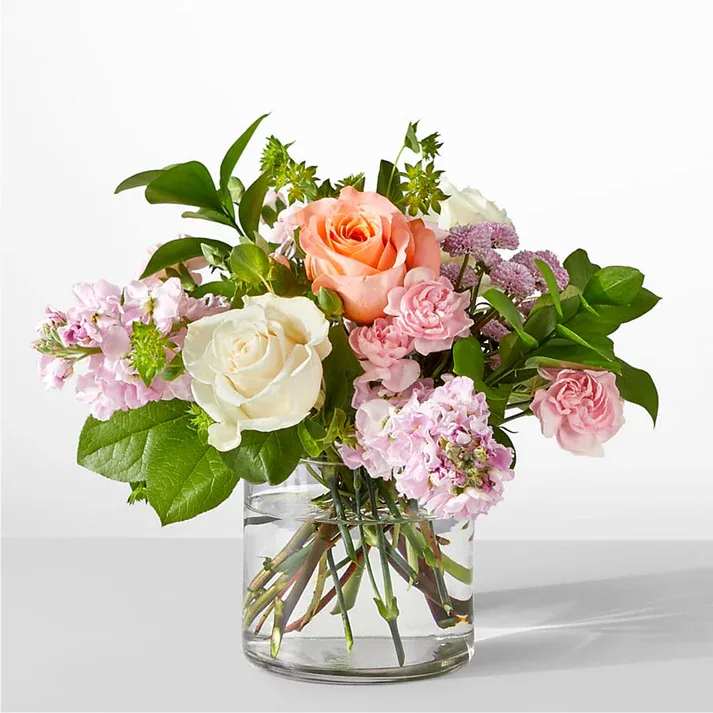 French Market Bouquet  - Serene and fragrant, this arrangement blends soft pastels to create a gift that is worthy of all occasions. Details The Deluxe Bouquet is approximately 12&quot;H x 13&quot;W. Designed by florists, ready to display. For long–lasting blooms, replace the water daily. We suggest trimming the stems every couple days. Pet Safety Precautions: This bouquet or plant may include flowers and foliage that are known to be toxic to pets. To keep them safe, be sure to keep this arrangement out of your pet's reach.