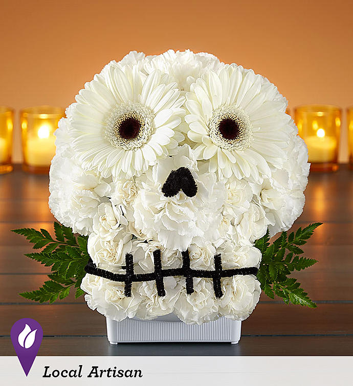 Spooky Skull - Make no bones about it… our truly original skull creation will get everyone into the Halloween spirit. Deluxe adds the flower crown.