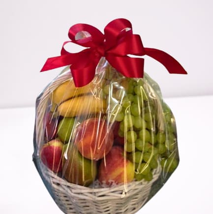 Fresh Fruit Basket - Wooden basket hand-wrapped with fresh fruits selected just before delivery. Fruit variety may vary due to seasonal and local availability.