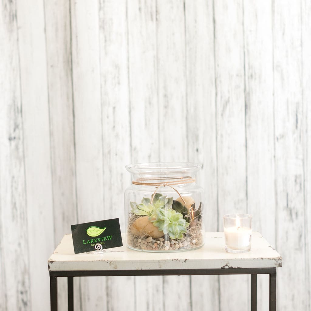 Mojave - Cut succulents, stones and spanish moss create an earthy, easy care gift that is great for a desk, dorm or home.  A trendy way to say, &quot;I'm thinking about you!&quot;.  Approximate Dimension: 6&quot; T X 6&quot; W