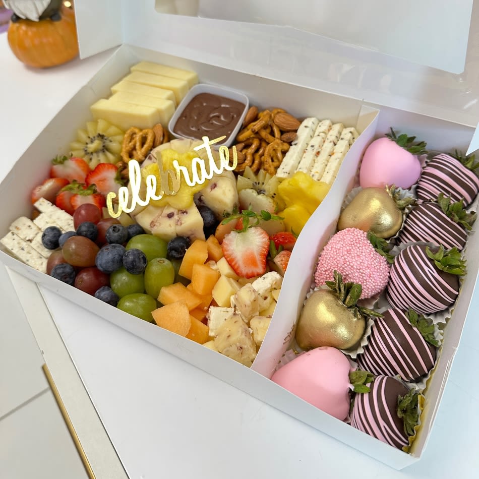 Fruit Cheese platter - Fruit Cheese platter for  summer or party ours Fresh Fruit are special for summer or spring, send for fast recovery “Get Well soon”  **Composition Product**  1- Fruit Platter Standart. - Milk + Pink - Pink Chocolate Covered Strawberries - Grape, Strawberries, Pineapples, Cantaloupe, Blueberries. - Chocolate Covered Strawberries - Some Chips - Cheese Blueberries - Cheese Sheddars - Nutella Dipped   2. Fruit Platter Deluxe - Milk + Blue - Blue Chocolate Covered Strawberries - Grape, Strawberries, Pineapples, Cantaloupe, Blueberries. - Chocolate Covered Strawberries - Some Chips - Cheese Blueberries - Cheese Sheddars - Nutella Dipped  Last Minute get well Gifts – Delivered Fast! Forgot a gifts details? No worries! Discover our stunning selection of last-minute birthday gifts, perfect for surprising your loved ones just in time. Enjoy same-day and next-day delivery options, plus free delivery on orders over $80. Shop now and make their day unforgettable – even if it’s last minute!