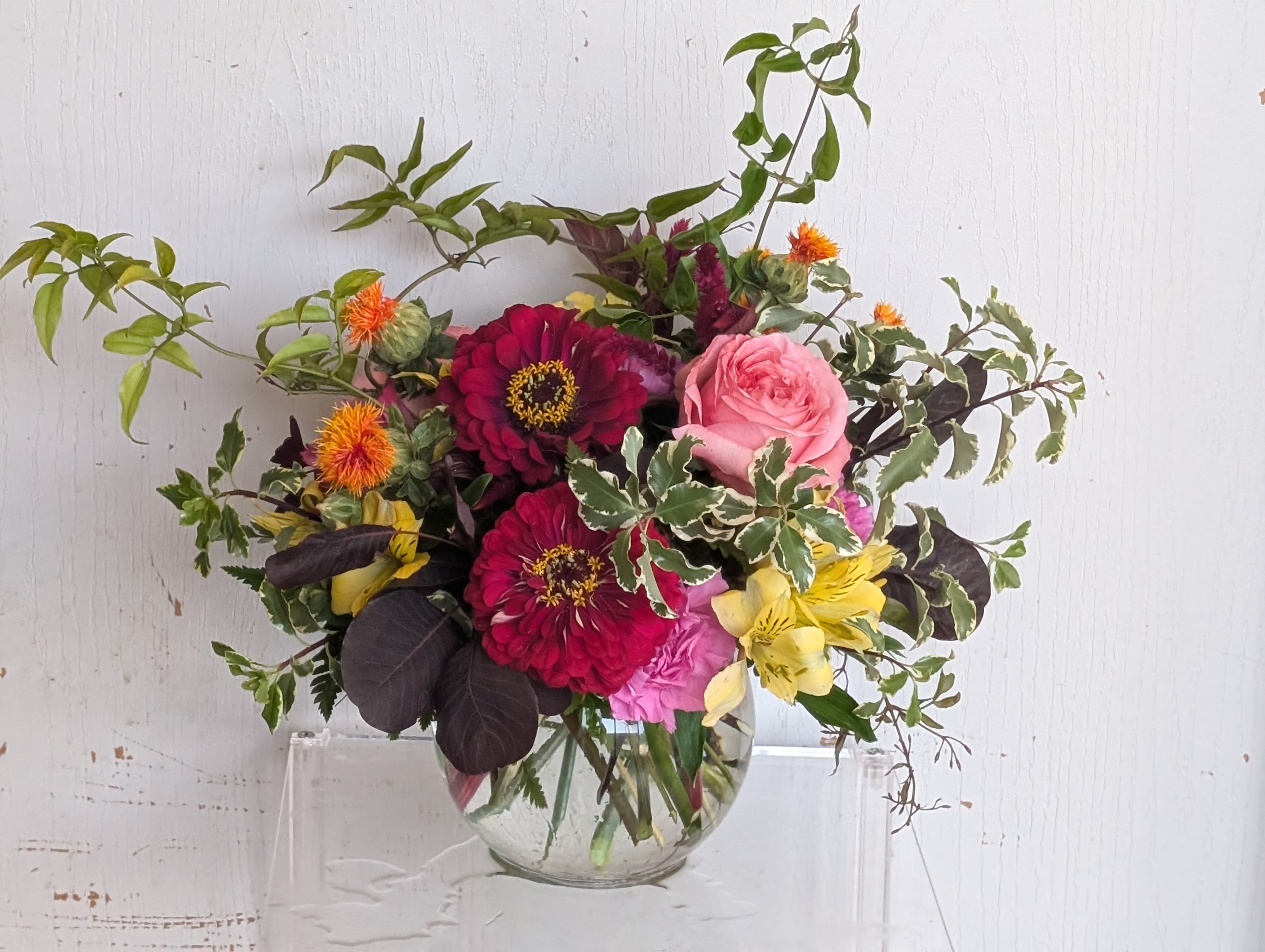Sweet Summertime Sweet Summertime - Send a sampling of the best of what summer has to offer. Each week we get a great selection of Farmers market flowers from our local growers. Let us use them to create something special for you!