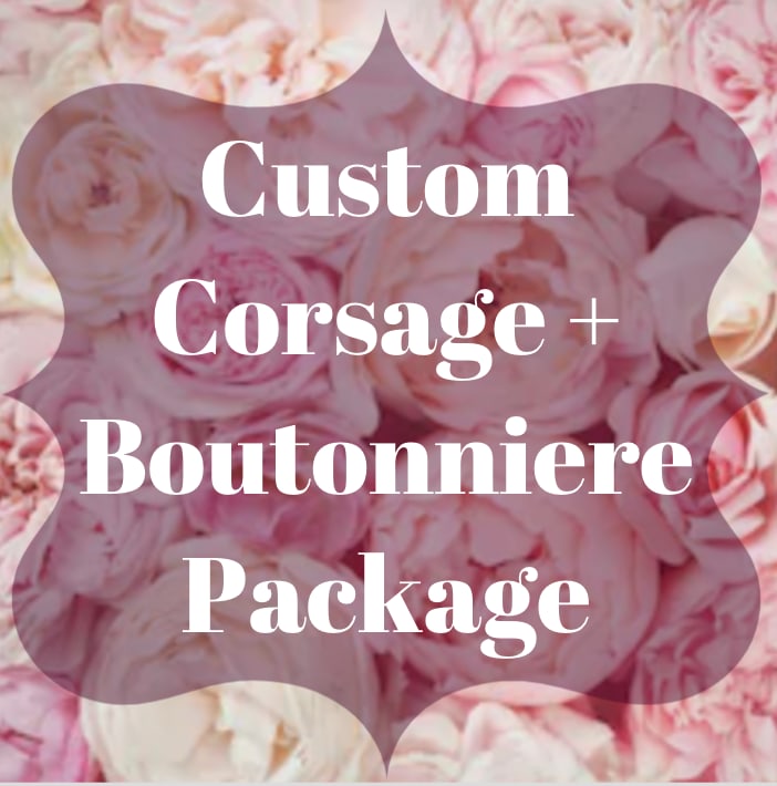 Custom Corsage + Boutonniere Custom Corsage + Boutonniere - Your all-in-one prom package, hand delivered to you. Just provide the preferred color and flower (your choice of roses, cymbidium orchids, spray roses or carnations) and our florists will use their design expertise to make your dream prom flowers. Need something more specific? Call or visit us in-store for a free consultation.