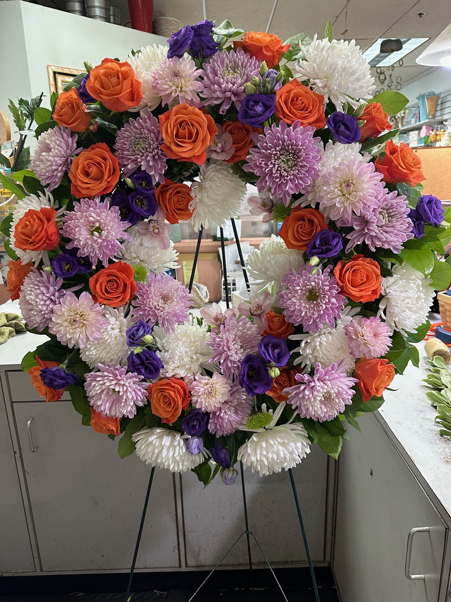 Forever Wreath Spray - Wreath Designed with assortment of High End Seasonal Flowers &amp; Fancy Greens.