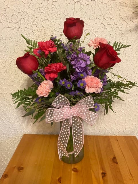 You are Special  - Arrangement includes 3 roses, carnations, stock, monte, filler and assorted greenery