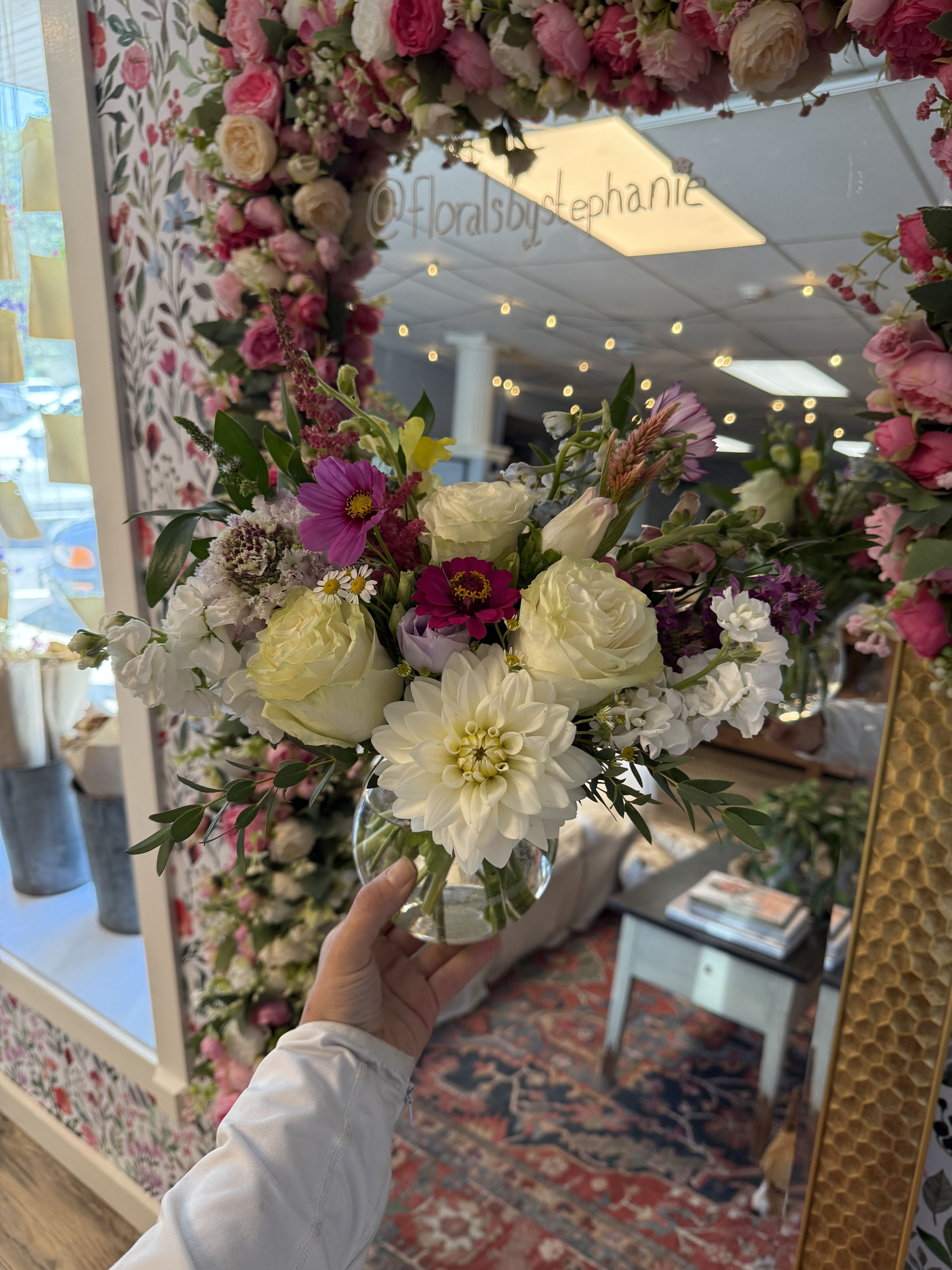 August Blooms - A colorful mix of high end florals and the best flowers late summer has to offer .. cosmos, zinnias, dahlias etc! Have a color pallet in mind? Let us know!
