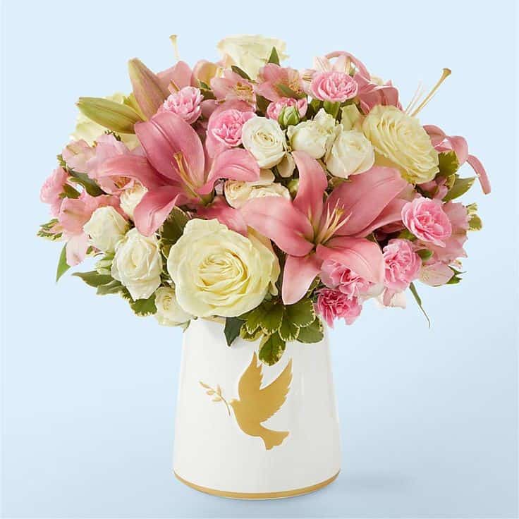 Peace Bouquet - Grant your recipient a moment of solace and healing when they need it most with a thoughtfully curated composition of roses, alstroemeria and mini carnation