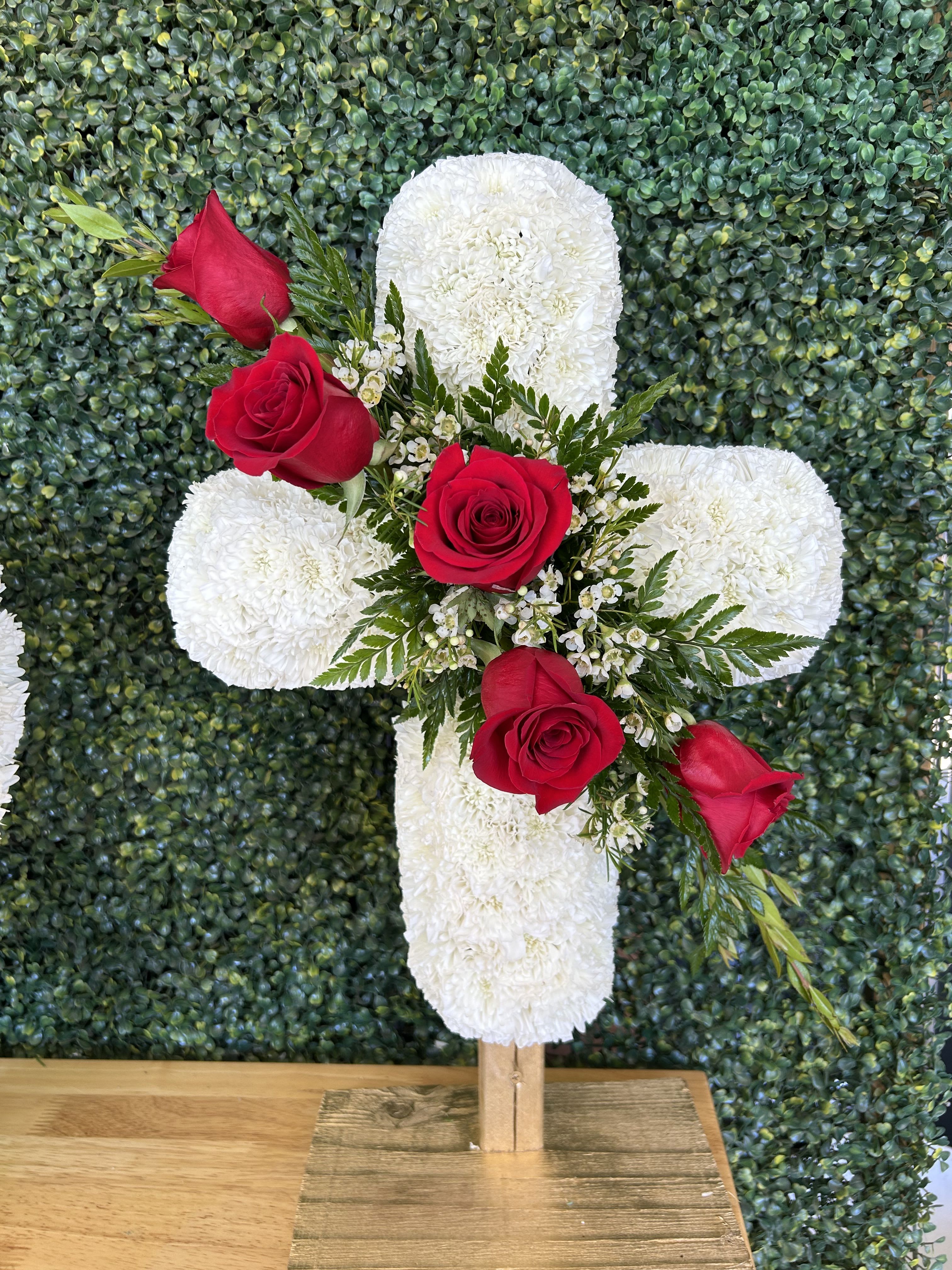 Table Top Sympathy Cross - Perfect to place near a beloveds picture, altar or gravesite.  Approximately 24’ in height 
