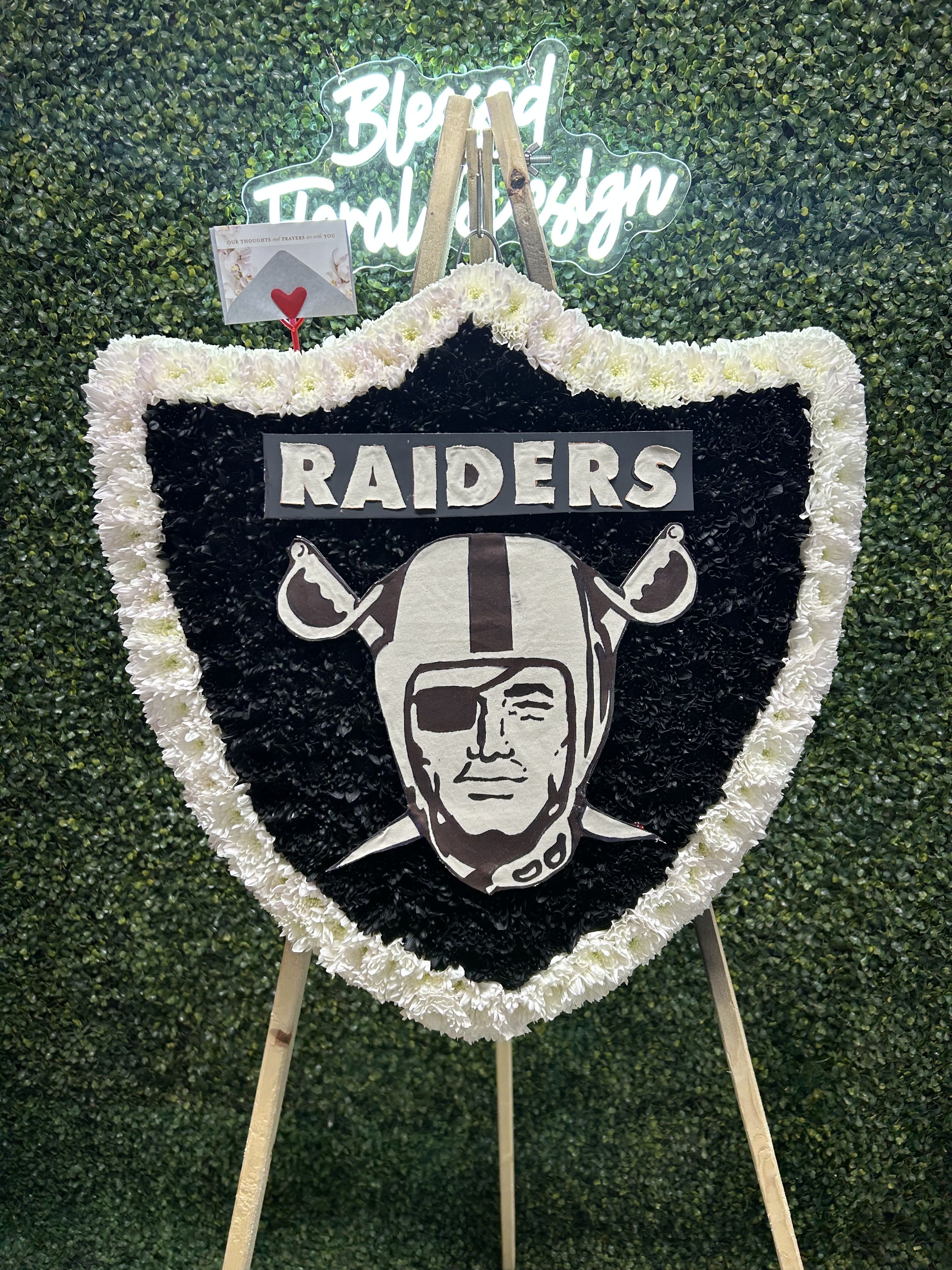 Medium Sympathy Raiders Shield - Beautiful Sports tribute for that special Raider fan. All teams and sports welcome.