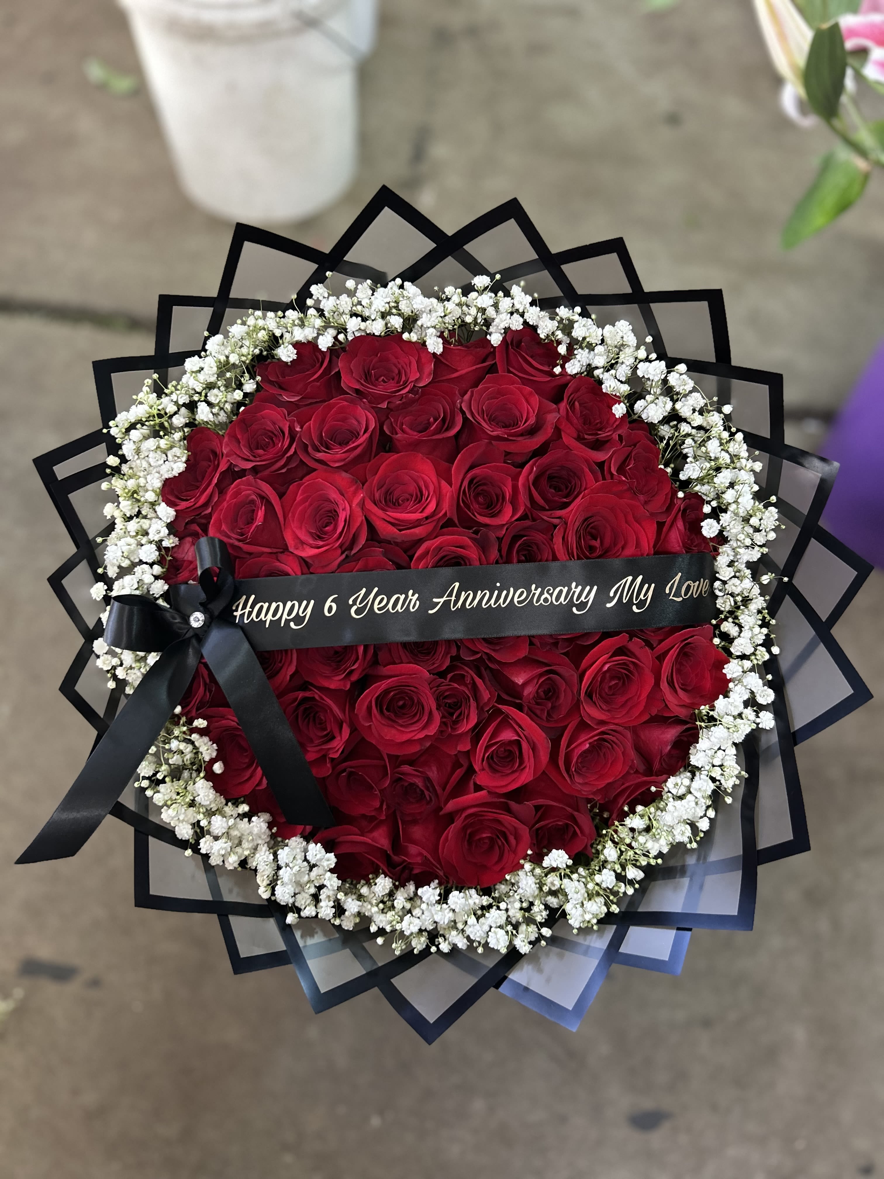50 Red Roses w/ baby’s breath trim  - 50 red roses with baby’s breath trim and personal message 