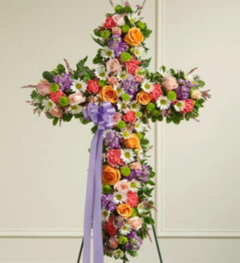 COLORFUL CROSS COLORFUL CROSS - A FLORAL CROSS FOR THE FUNERAL WAKE AND SERVICE