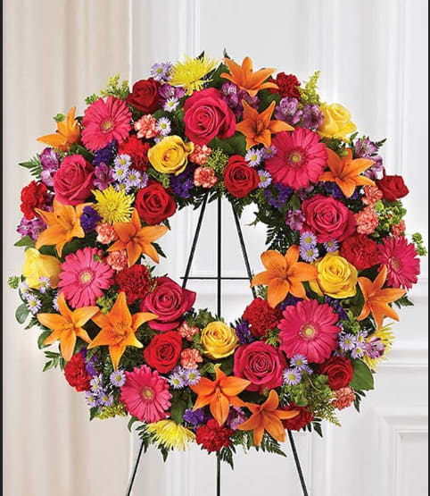 Rainbow Wreath Rainbow Wreath - mixed colorful standing wreath