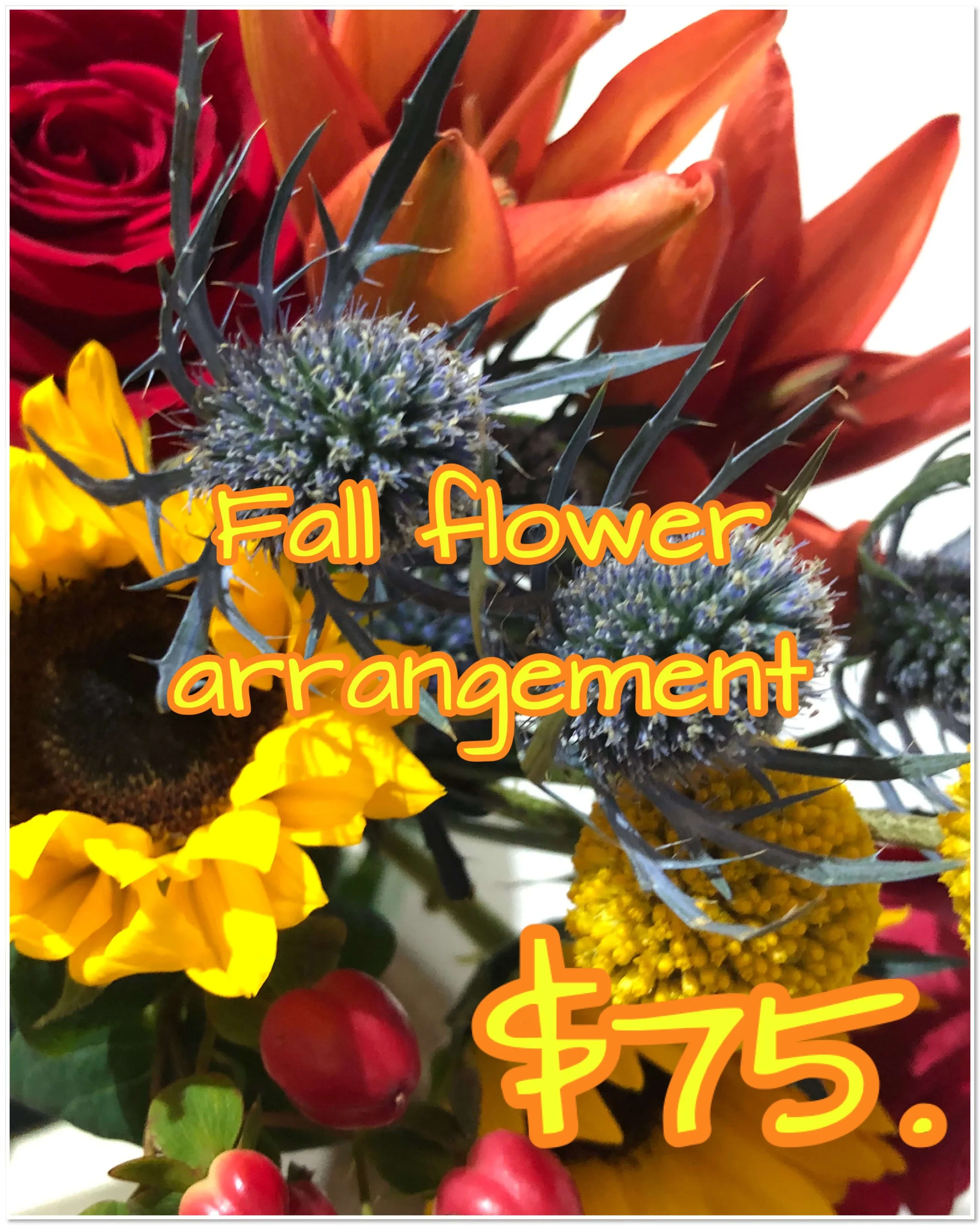 Fall Designer Choice Fall Designer Choice - The freshest fall flower selection picked by Tiffanie and made to order. Please put any specific details in the instruction box. Thanks