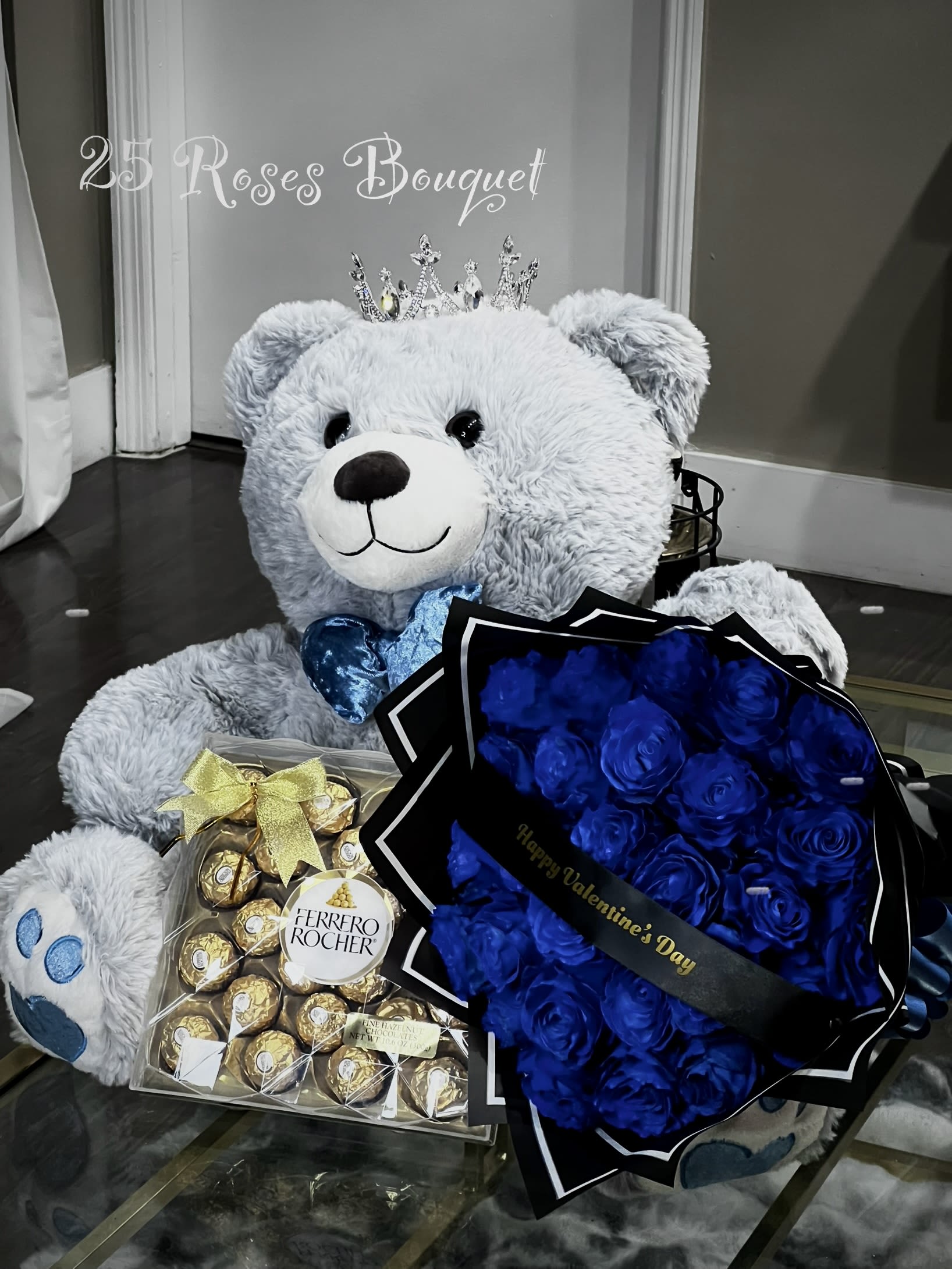  Blue Promise + Blue Roses + Teddy Bear + chocolates - A bouquet for a love that defies the ordinary. These blue roses represent hope in the impossible