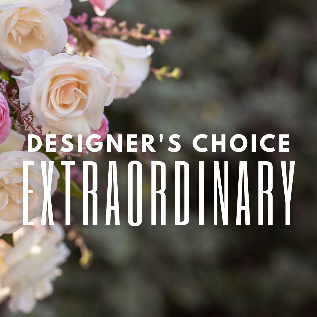 Extraordinary Designer's Choice Extraordinary Designer's Choice - Let our designers create a beautiful arrangement with the freshest blooms of the season! Please note the arrangement made will not correlate with the image shown. Designer's Choice Arrangements means our designers have free reign to create a beautiful arrangement based on what we have in store.