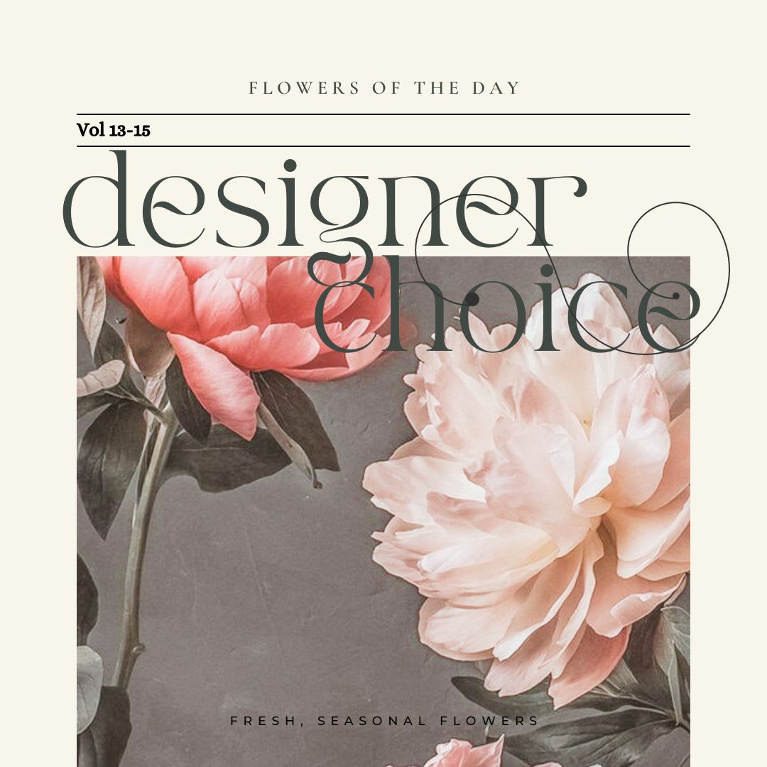 Florist Designer Choice Florist Designer Choice - Let our expert florists create something beautiful just for you. Each arrangement is hand-designed with the freshest, highest-quality seasonal blooms available, tailored to your occasion. No two are ever the same—your flowers will be as unique as your sentiment. Choose from Standard, Deluxe, or Premium sizes to fit your vision. At checkout, share your occasion or any special requests in the “Instructions” box, and we’ll craft a one-of-a-kind design with care and creativity. If you would like to order a CUSTOM arrangement, please go to 'custom arrangement' on our menu to add any price value, occasion, and flower requests to your custom arrangement.