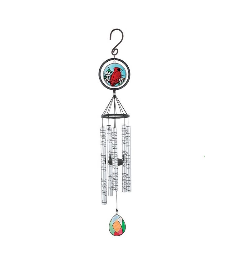 35&quot; Suncatcher Chime - Heaven In Our Home - Chime Tube Reads: &quot;Because someone we love is in heaven, there is a little bit of heaven in our home.&quot; Wind Chimes are gift wrapped for $87.50. They can also be displayed on a standing easel with a fresh floral arrangement for $117.50 (Deluxe).