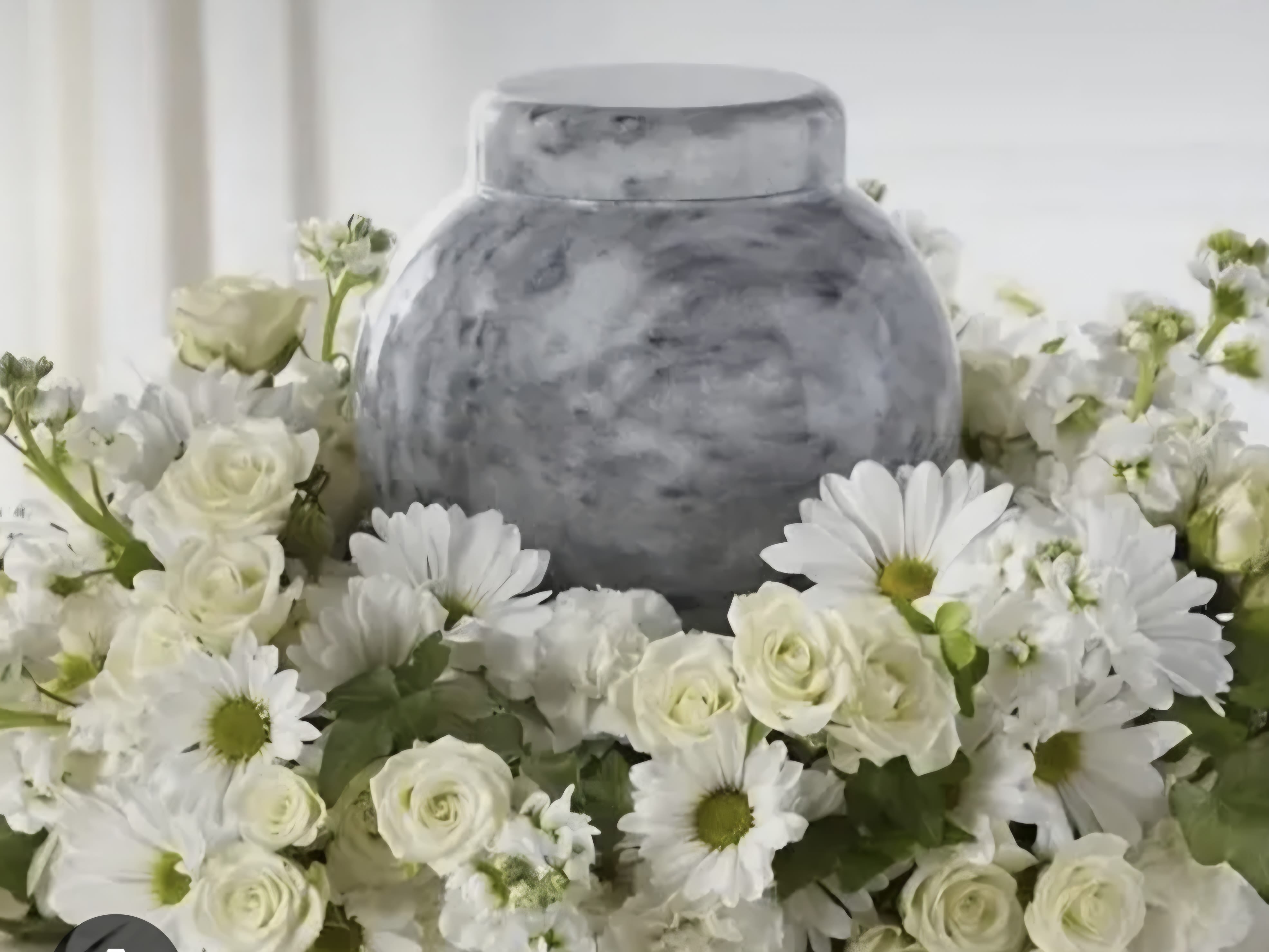 Tribute 5 - This all white urn piece is a beautiful tribute to your loved one.