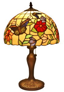 Tiffany Butterfly and Floral Table Memory Lamp - This beautiful lamp with stems, flowers, and butterflies with be a welcomed addition to any household. This lamp features 312 hand cut pieces of glass and multiples colors. Height: 19 Inches   Diameter: 12 Inches Includes special card that reads: This lamp was specially selected by( insert names), To honor the memory of (name or relation), Each time you light this lamp, may you recall the many wonderful occasions that you have shared together and their light continues to shine and touch your life. With Deepest Sympathy. 