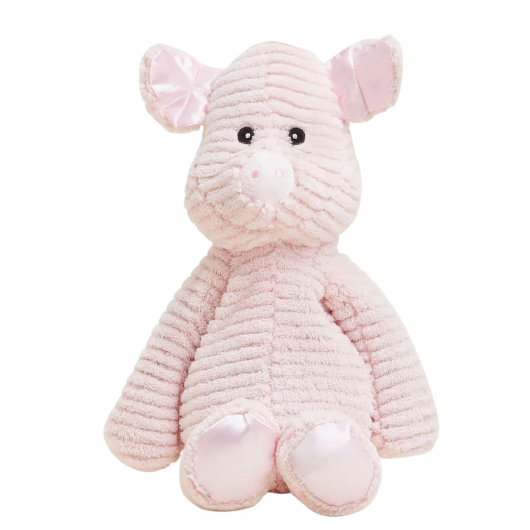 My First Warmie - Pig  - My First Warmies® are made with the softest fabrics and silky satin details that add an elegant touch while providing a tactile feel your child is sure to love. Like the original Warmies®, these super cute heatable characters are gently scented with French lavender to help your child feel cozy and secure. Simply warm in a microwave to provide up to an hour of soothing warmth and comfort.  Quick Facts: Simply Warm in a Microwave Soothes, Warms and Comforts Scented with Real French Lavender Chill in a Freezer for Cooling Relief Safe for all Ages Dimensions: 13”x6”x4” Weight: 2lbs