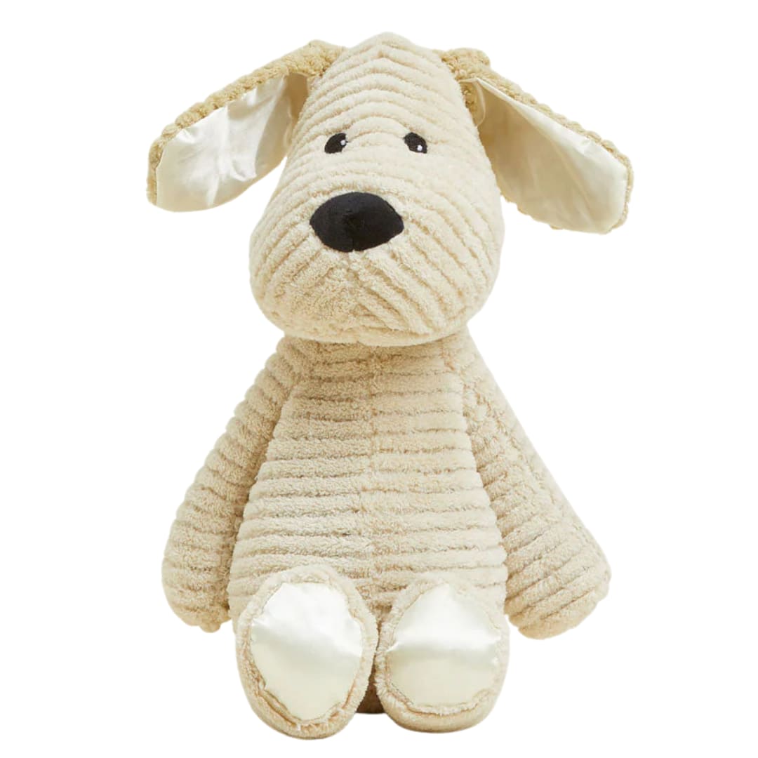 My first Warmie - Puppy  - My First Warmies® are made with the softest fabrics and silky satin details that add an elegant touch while providing a tactile feel your child is sure to love. Like the original Warmies®, these super cute heatable characters are gently scented with French lavender to help your child feel cozy and secure. Simply warm in a microwave to provide up to an hour of soothing warmth and comfort.  Quick Facts: Simply Warm in a Microwave Soothes, Warms and Comforts Scented with Real French Lavender Chill in a Freezer for Cooling Relief Safe for all Ages Dimensions: 13”x6”x4” Weight: 2lbs