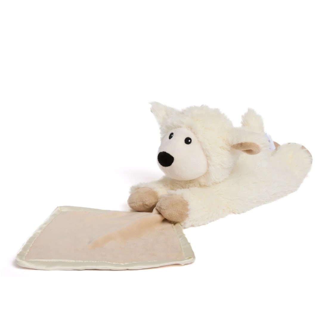 Warmies - Sheep Blankie - Sheep Warmies Security Blankies are fully microwavable stuffed animals with a satin-lined blanket attached to provide hours of soothing warmth and comfort. Our baby security blankies are perfectly sized between our Junior and Original Warmies®, scented with real dried French lavender, and perfectly weighted to aid sleep, ease anxiety and provide the ultimate relaxation when heated. Sheep Warmies Security Blankie make an ideal baby blanket gift while being loved by boys and girls of all ages.  Quick Facts: Simply Warm Sheep Blankie Warmies in a Microwave Soothes, Warms and Comforts Plush is Scented with Real French Lavender Chill in a Freezer for Cooling Relief Satin Lined Blanket Attached Safe for all Ages Dimensions: 6&quot;x14&quot;x6&quot; Weight: 1.5lbs