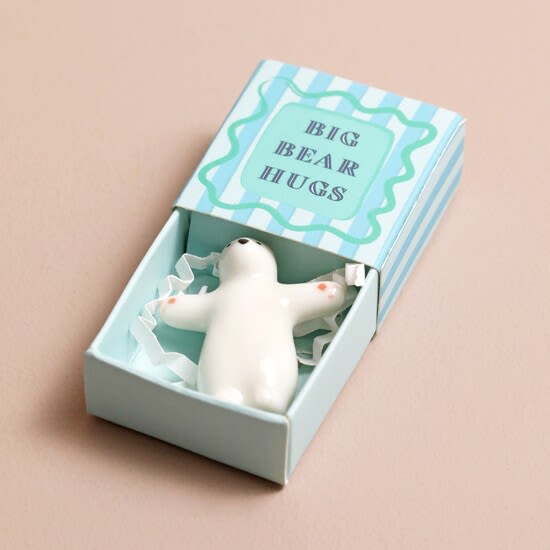 Tiny Matchbox Polar Bear - A colorful matchbox with a cute and lovely ceramic token! The perfect little gift!