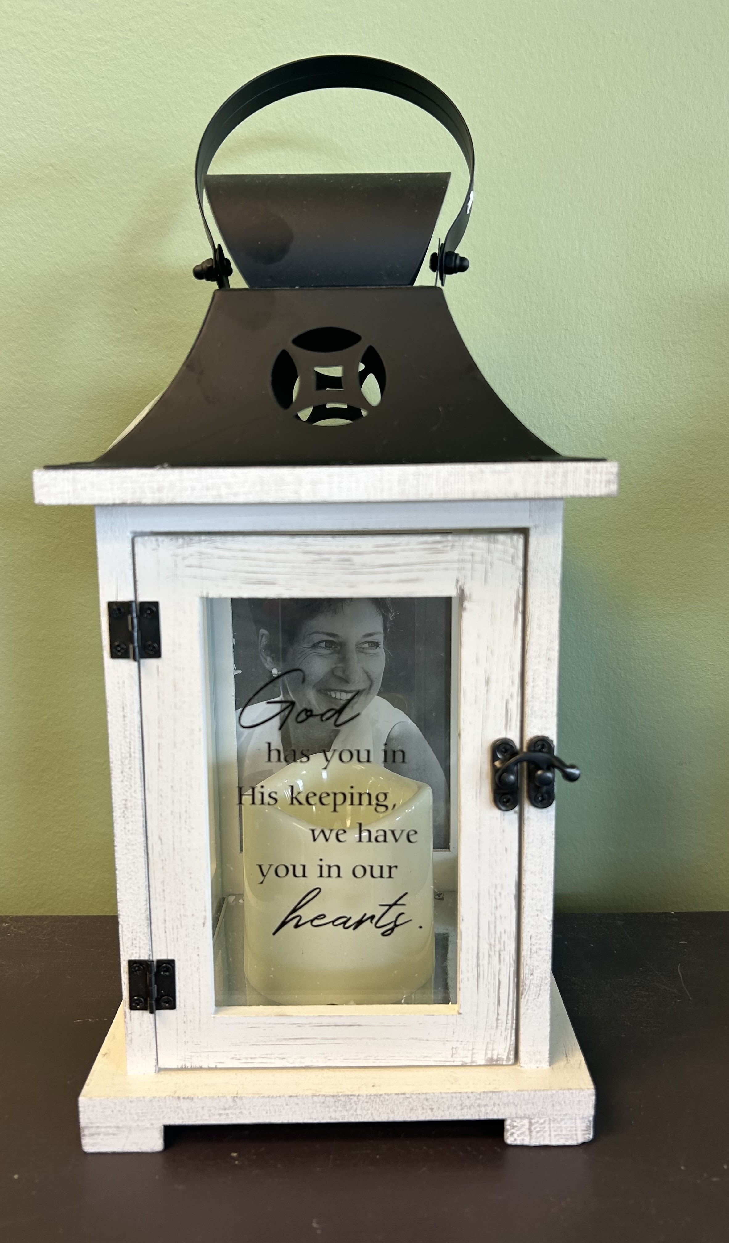 God has you in his keeping photo Lantern God has you in his keeping photo Lantern - Lantern reads " God has you in his keeping we have you in our hearts" with photo area