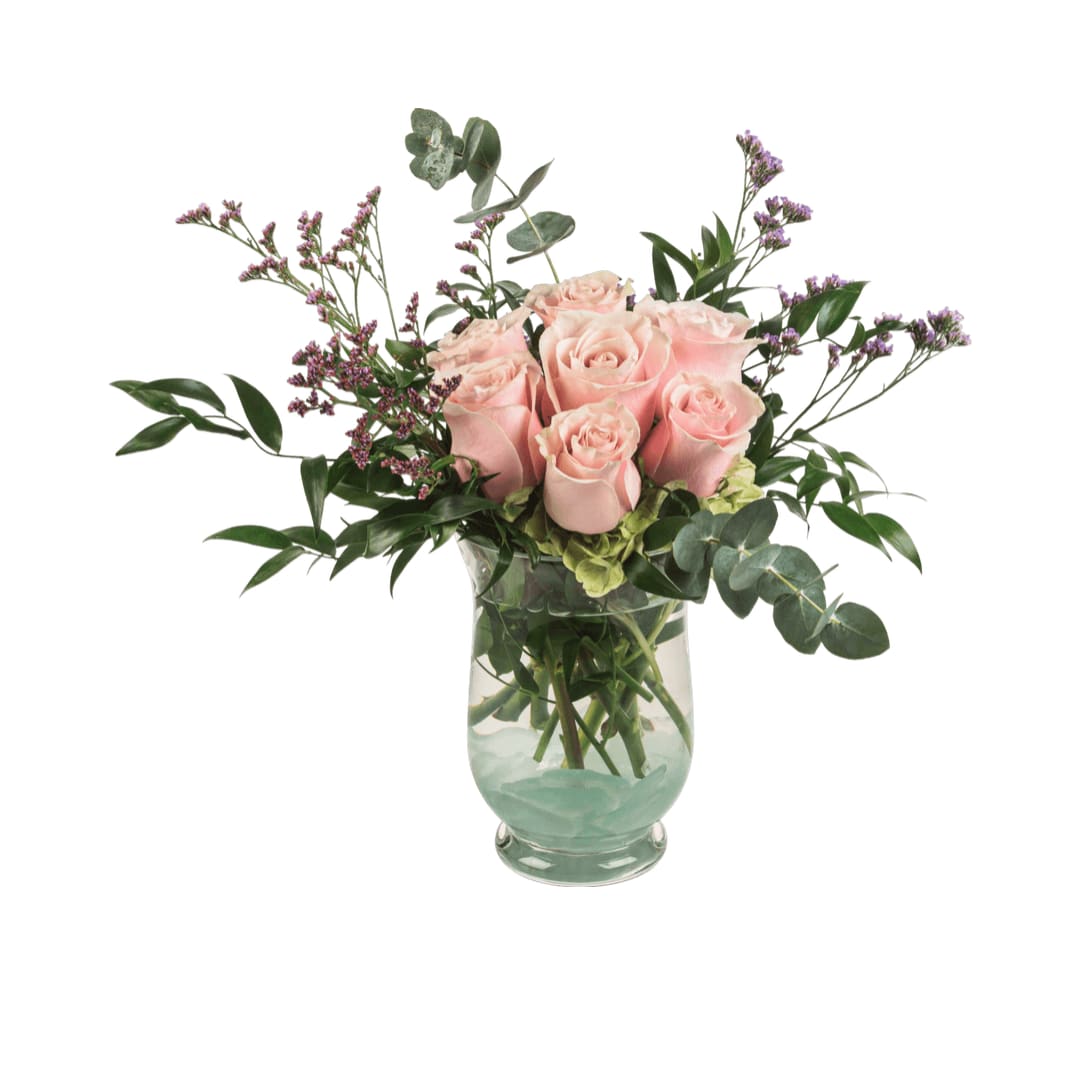 Daydreaming Daydreaming - Blush roses with a variety of greenery and eucalyptus come together for a lovely arrangement. A stylish and sweet way to dress up any space, send this arrangement for Mothers Day, Sister's Day, or Women's Day.