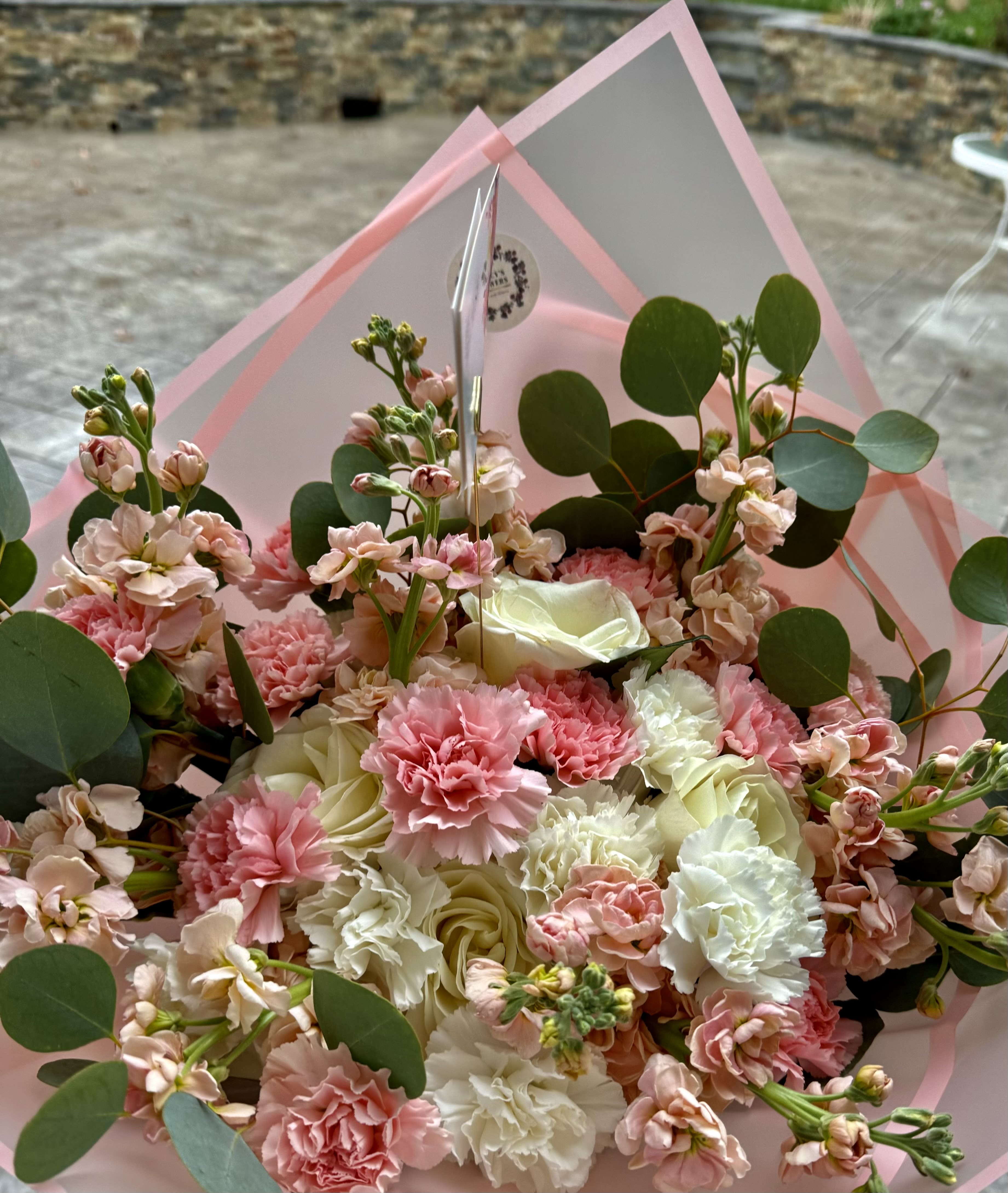 The Girlfriend Bouquet #2  - Celebrate National's girlfriends day with a Bouquet for your girl. This beautiful bouquet includes soft pinks &amp; white carnations &amp; roses for her. 