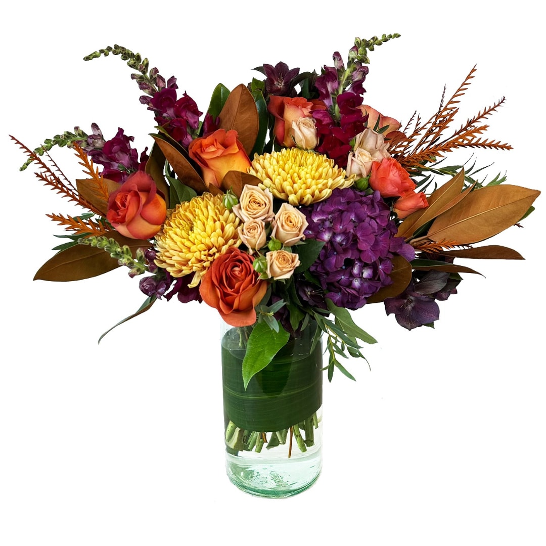 Maple Maple - Snapdragons, roses, mums and seasonal greenery.