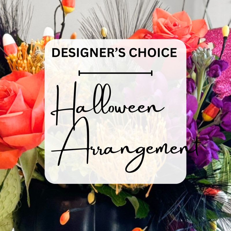 Halloween Designers choice Halloween Designers choice - Boootiful Halloween Designer's Choice is one of our customer's favorite! Choose this option, and our design team will select the best Halloween inspired garden blooms to create a custom Halloween arrangement just for you!