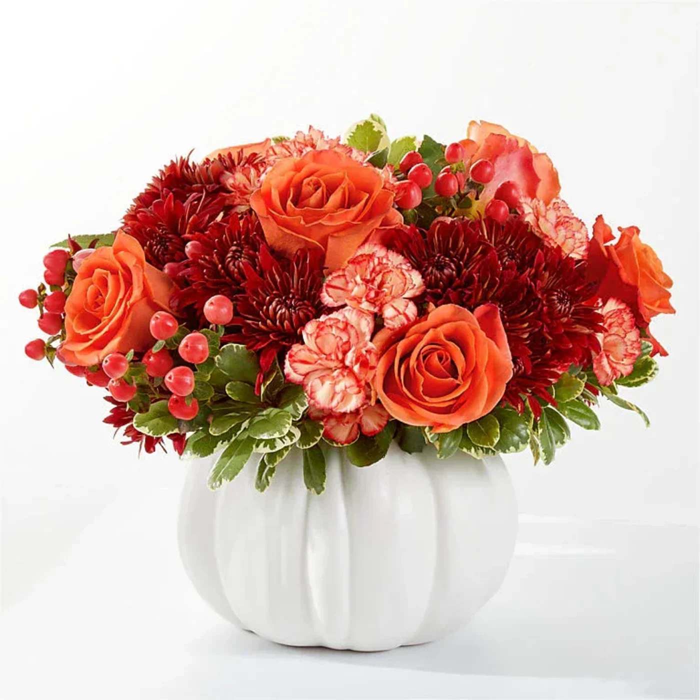 Autumn Air Pumpkin Bouquet  - Like a breath of crisp, fall air, this bouquet is a delight to the senses featuring burnt orange and rich red stems.