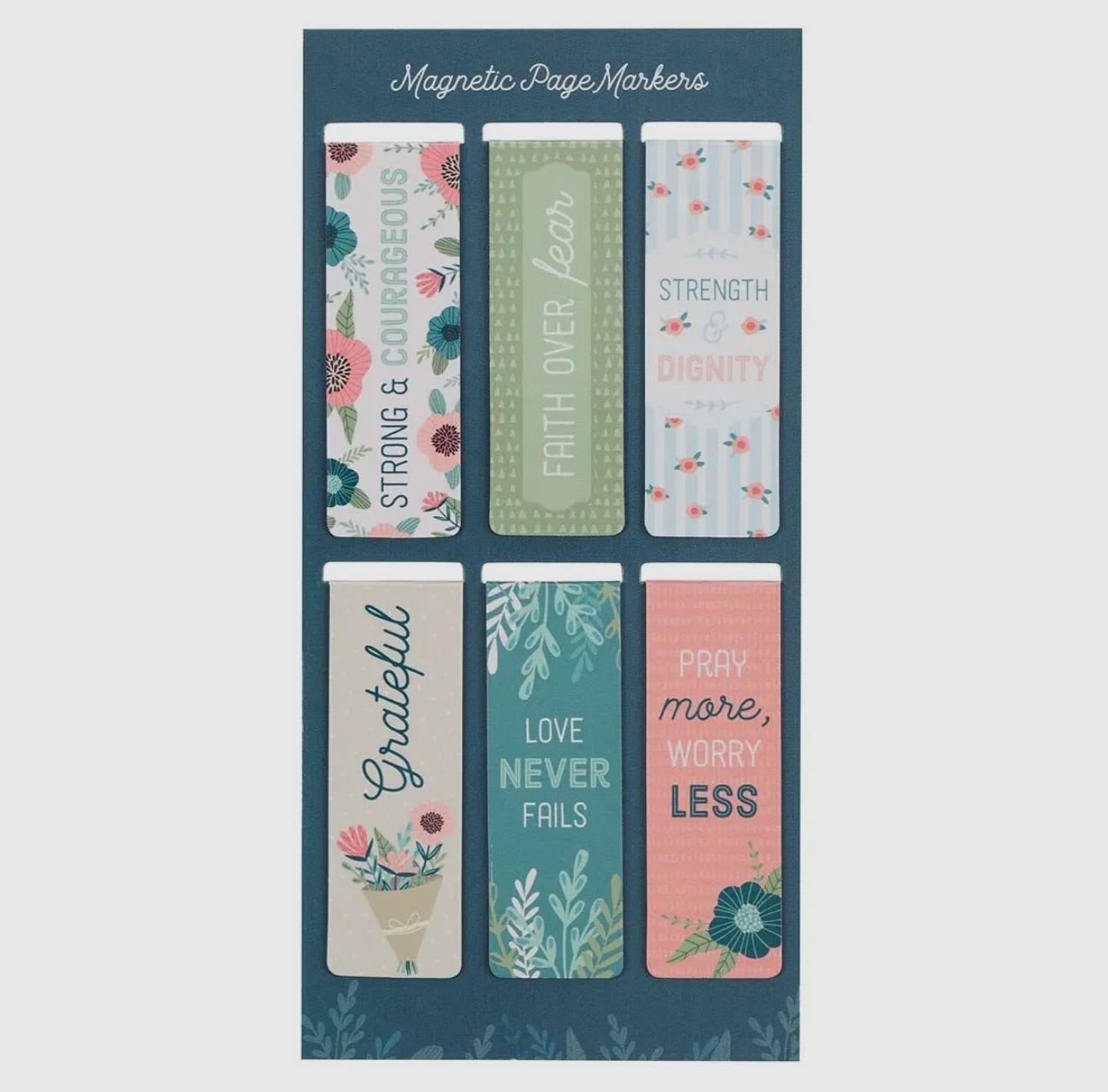 Magnetic Bookmark Set -- Floral Garden - Rectangular folded magnets to mark a page!