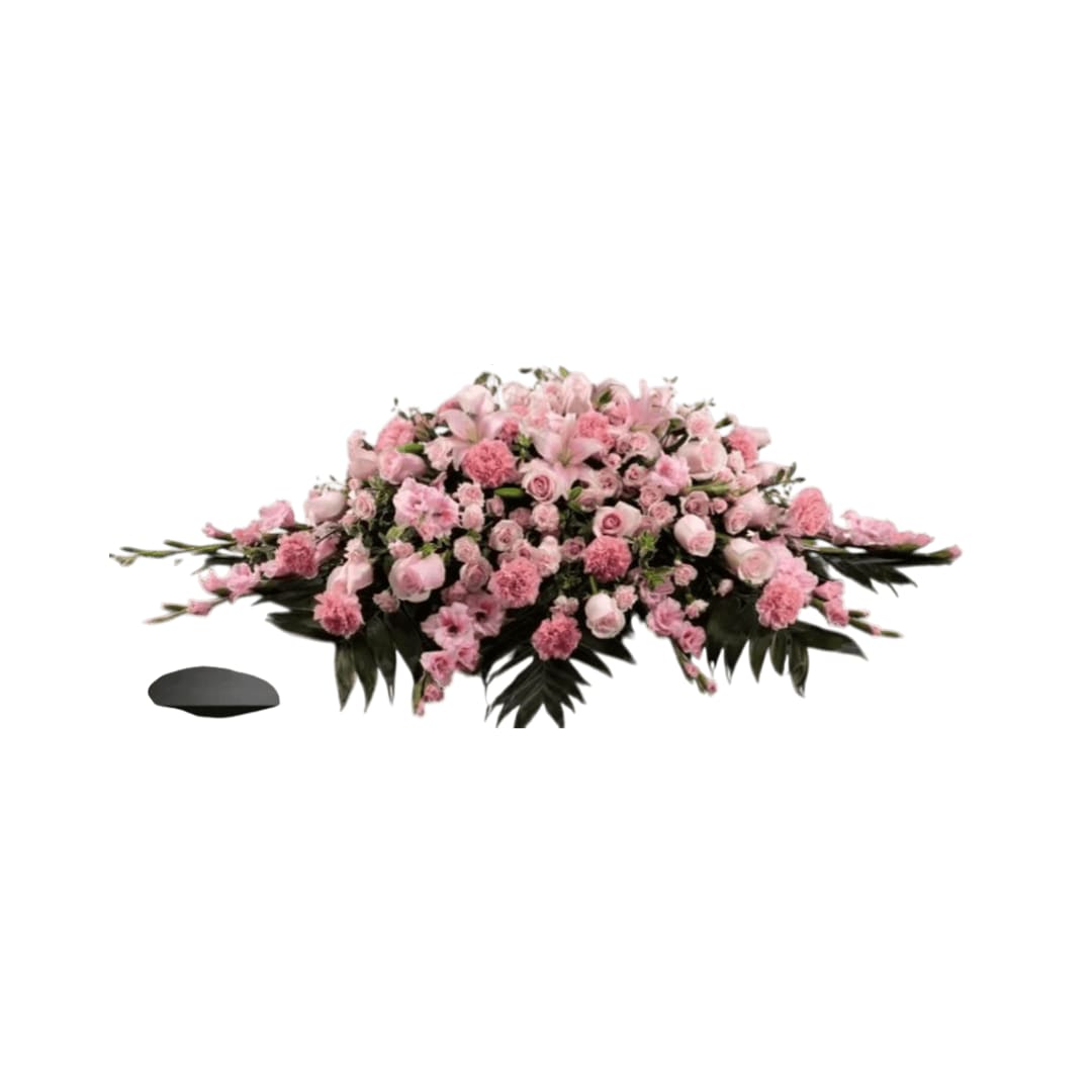 Sweetly Resting Casket Spray Sweetly Resting Casket Spray - Sweetly Resting Casket Spray is a wonderful way to commemorate a life abundant in beauty and love. Blushing pink roses, spray roses, carnations, gladiolus, mini carnations and Asiatic lilies are elegantly arranged amongst an assortment of lush greens to create a sophisticated display meant to bedeck the top of their casket at the final memorial service.
