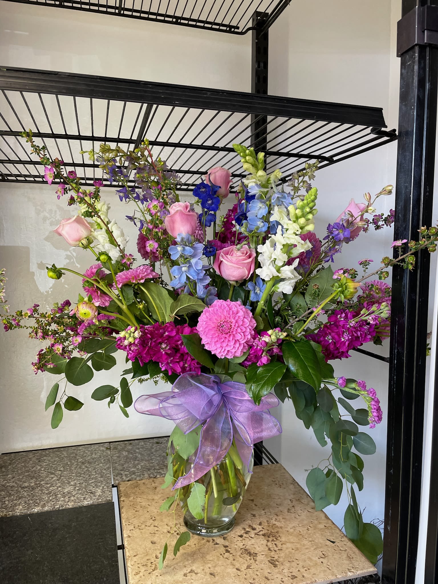 Pink and Purple &amp; Blue Design with Dhalias - Unique Design
