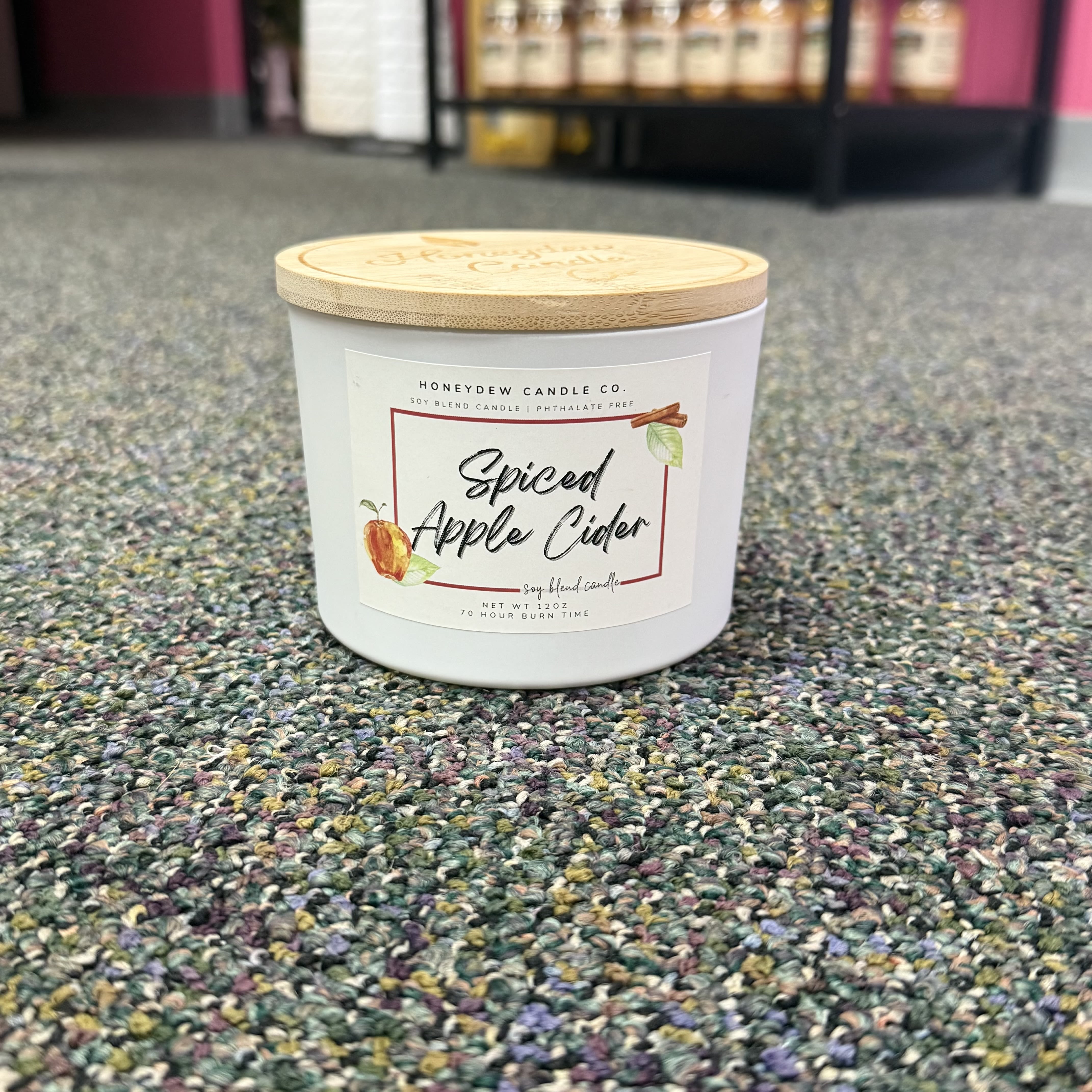 Spiced Apple Cider -- Honeydew Candle Co. - Honeydew Candle Co. Soy Blend Candle -- Phthalate Free 70 Hour Burn Time -- 3 Wick Candle  NET WT 12oz