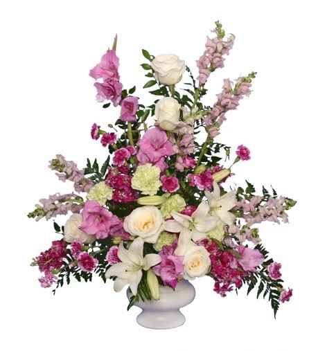 Magenta Sunset Funeral Basket Magenta Sunset Funeral Basket - Fill the room with excellent beauty. When the moment seems challenging, a refreshing touch of fresh flowers can be exactly what you need. The Magenta Sunset Urn provides a combination of lovely white roses, white lilies, mauve snapdragons, fuchsia gladiolus, and carnations.