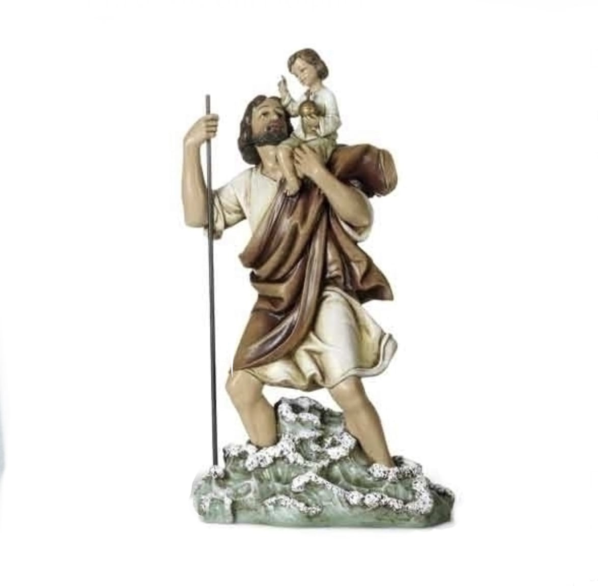 RELIGIOUS GIFTS- SCULPTURE - Saint Christopher -Saint of travelers and of children. RELIGIOUS GIFTS- SCULPTURE - Saint Christopher -Saint of travelers and of children. - St. Christopher is the patron saint of travelers and of children. After converting, he devoted his life to carrying travelers across a river. Dimensions: 16.7 x 10.1 x 5.5 inches JOSEPHS STUDIO BY ROMAN