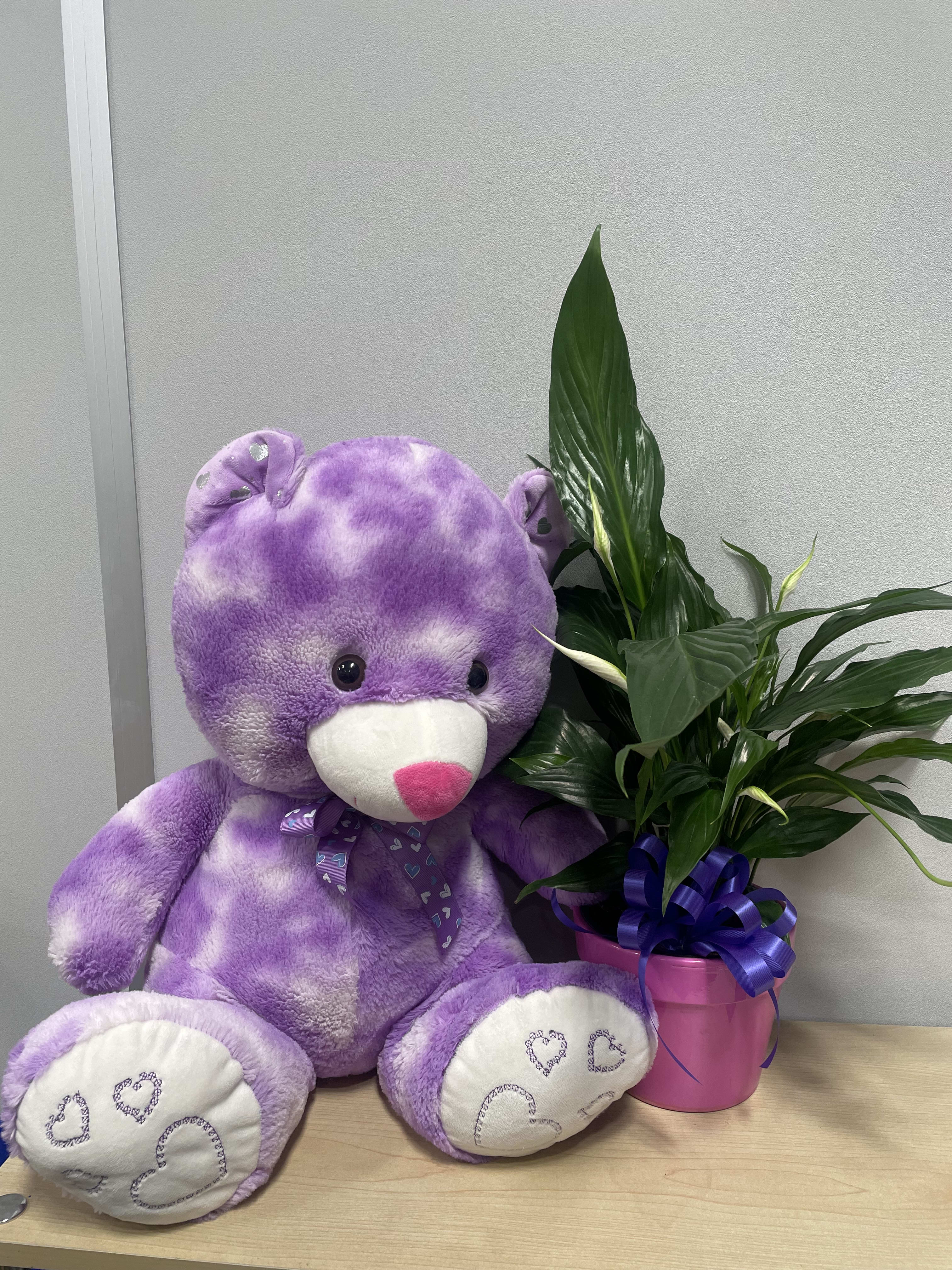 Lg. Purple Bear &amp; Planter - As shown 