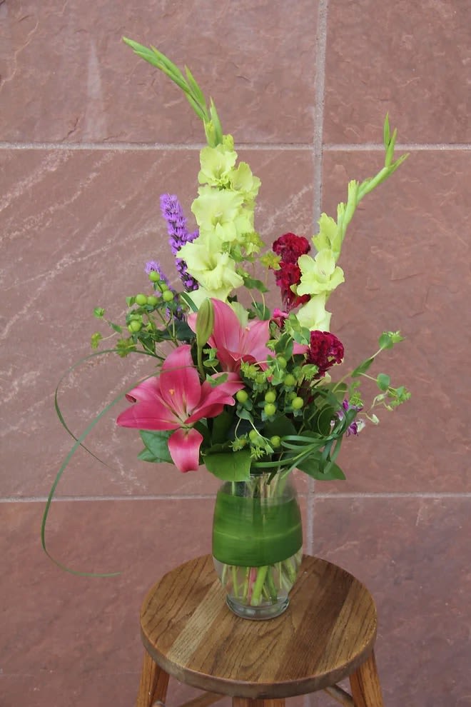 Everyday #9 - A springy arrangement of lilies, gladiolus, and hypericum.