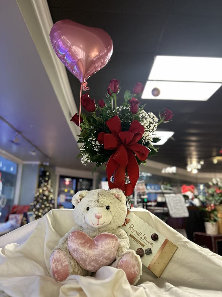 Crazy for you - I am crazy for you, for the individual who merits not only flowers but the entire Valentine's celebration with roses, chocolates, a bear, and a balloon.